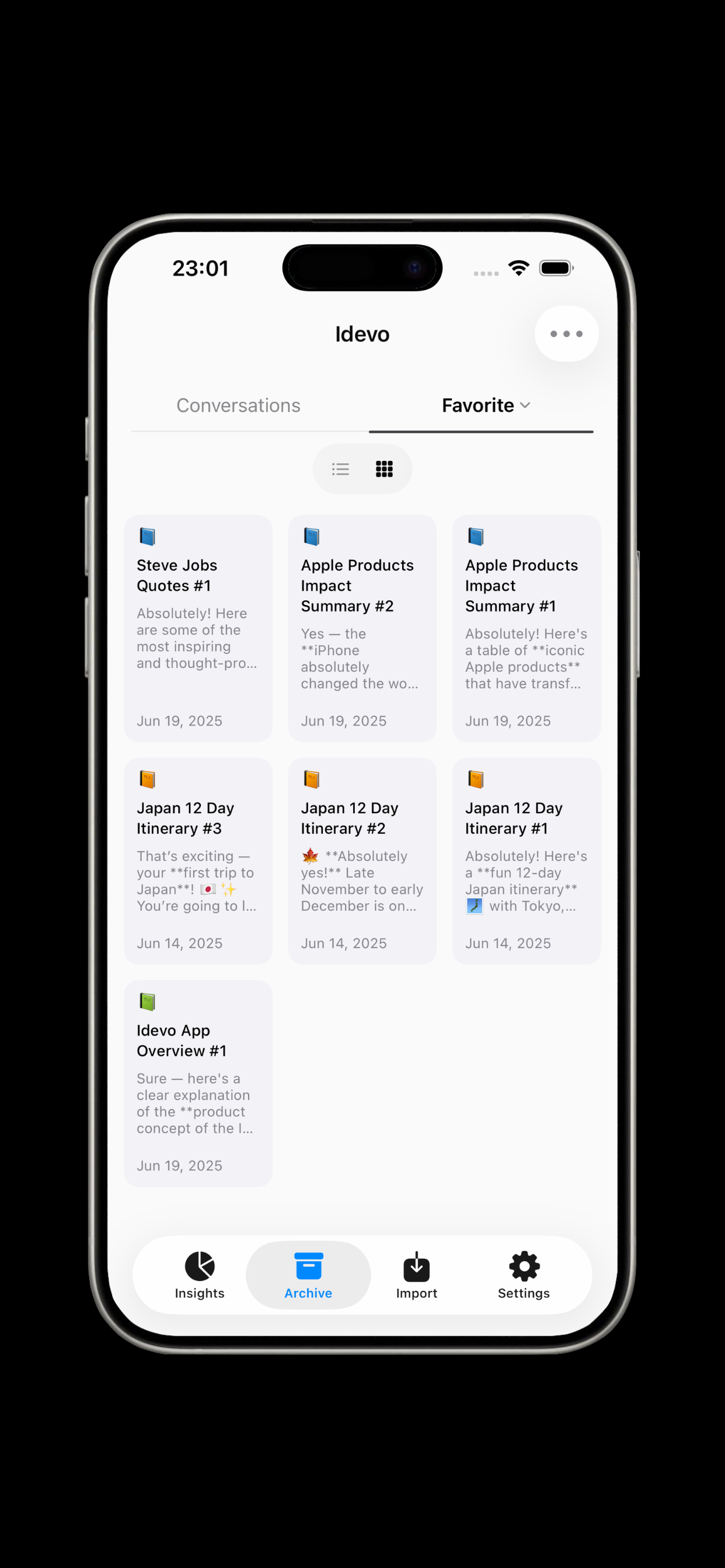Favorites — curate your ideas in a gallery